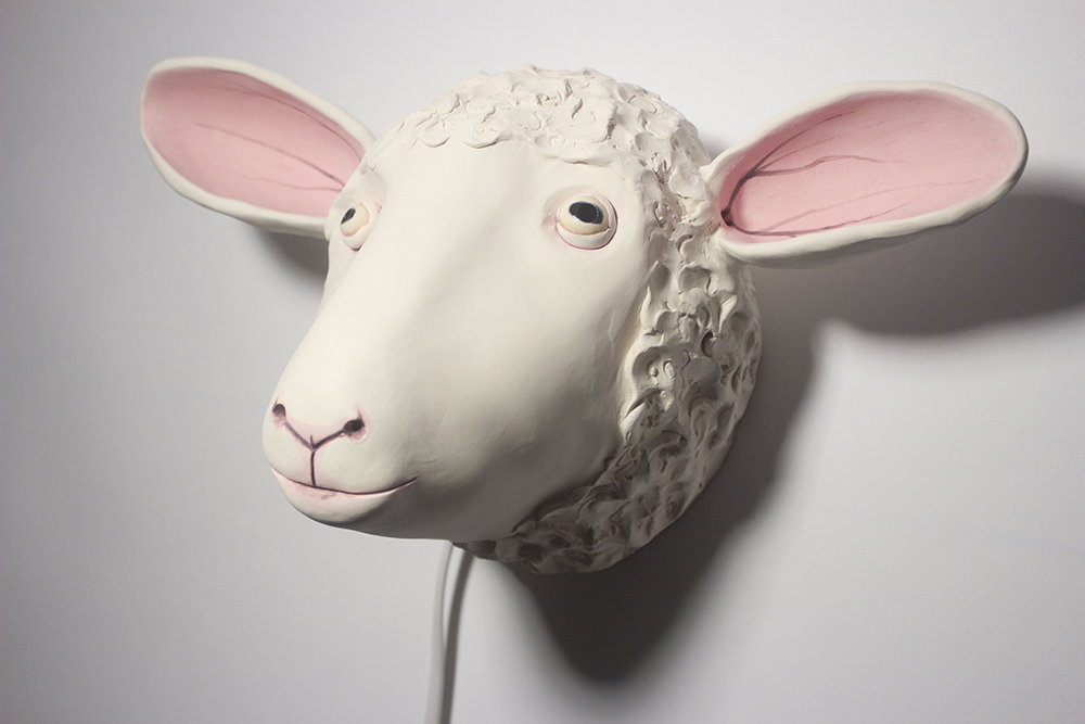 Pharma Farma Series: Aunt Dolly, Angela Dieffenbach, 7th Biennial Central Time Ceramics, ceramics, Chicago ceramics, sheep sculpture, ceramics sound, art