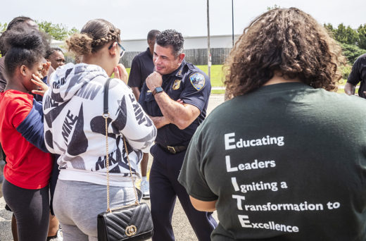 Police Chief Eric Echevarria and students